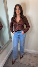 Load image into Gallery viewer, Brown Satin Blouse