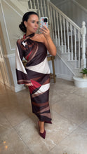 Load image into Gallery viewer, Browns And Wines Scarf One Shoulder Dress