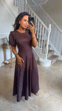 Load image into Gallery viewer, Brown Polka Round Neck Dress