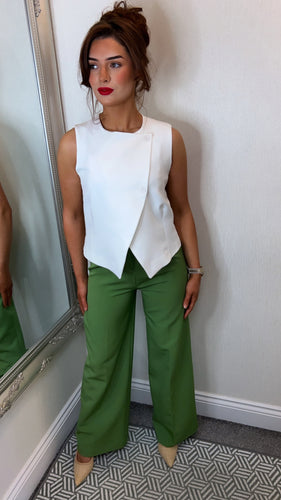 White cross over waist coat