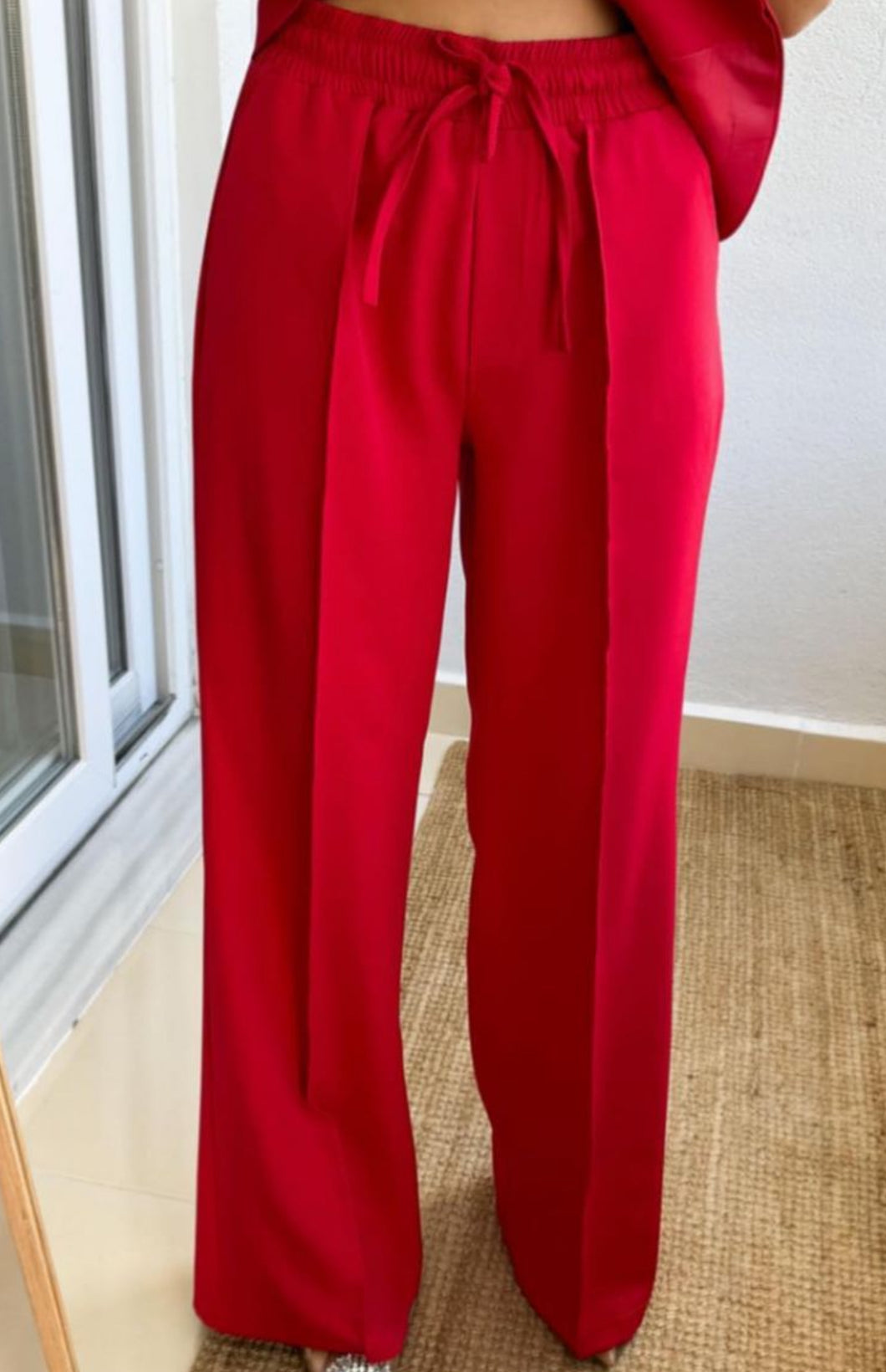 Red Pin Tuck Jogger