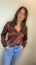 Load image into Gallery viewer, Brown Satin Blouse