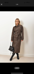 Brown Midi Button Up Dress