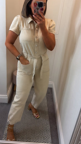 Beige 100 cotton jumpsuit