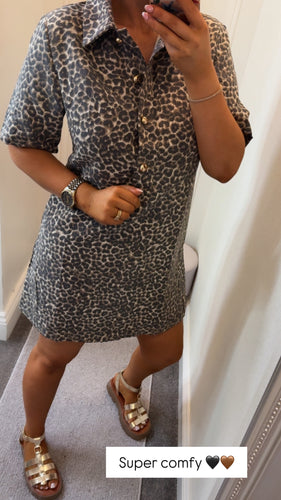 Leopard button down dress