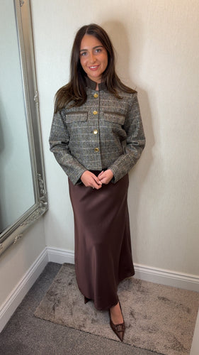 Brown Maxi Slip Skirt