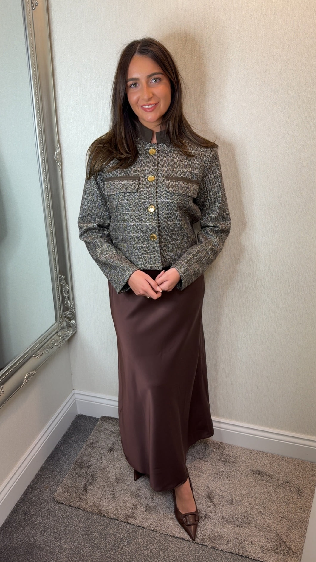 Brown Maxi Slip Skirt