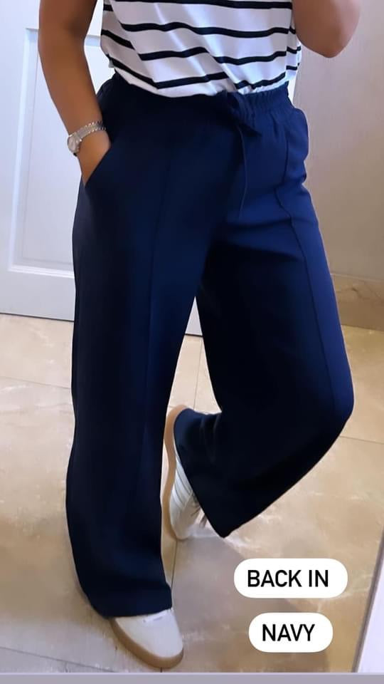 Navy Pin Tuck Jogger