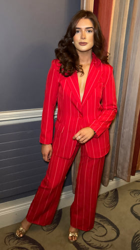 Red Pin Stripe Suit