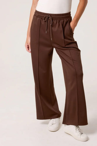 Brown Pin Tuck Jogger