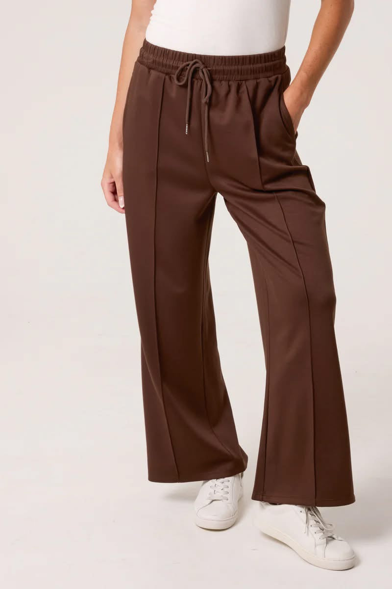 Brown Pin Tuck Jogger