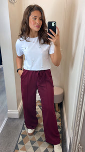 Pin Tuck Jogger Wine