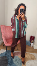 Load image into Gallery viewer, Brown &amp; Green Stripe Blouse