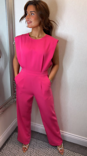 Pink Round Neck Jumpsuit