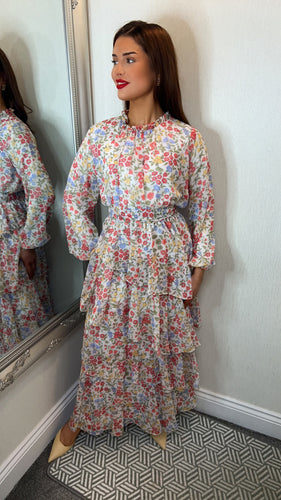 Ditsy Garden Midi Ruffle Dress