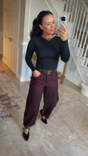 Load image into Gallery viewer, Wine Cheetah Balloon Jeans