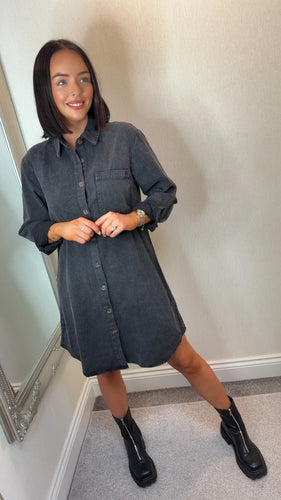 Charcoal Button Dress