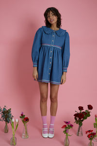 Denim collar dress