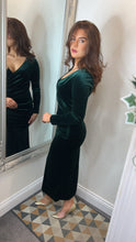 Load image into Gallery viewer, Bottle green v neck dress