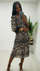 Leopard Feathers Sleeve dress