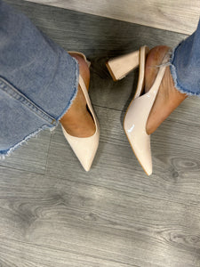 Nude Patent Sling Back Heel