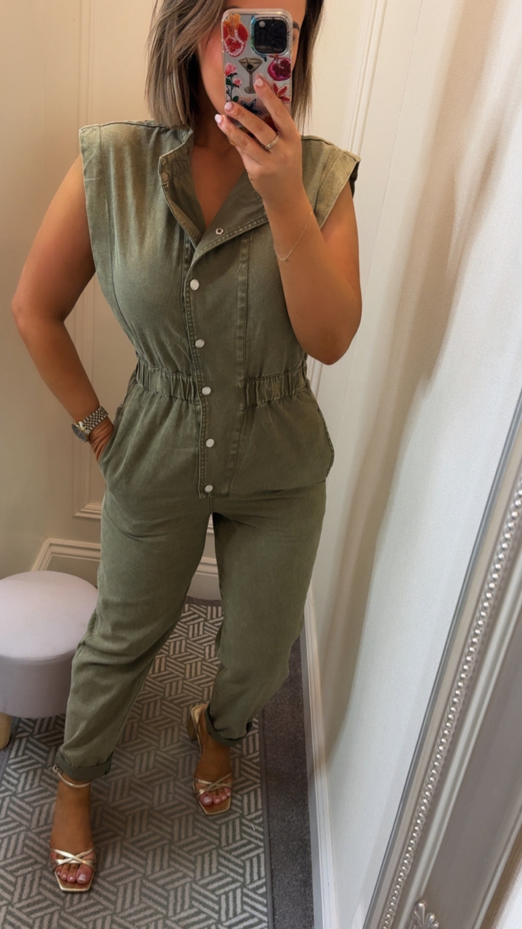 Khaki Cinched Jumpsuit
