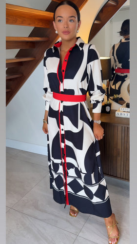 Monochrom Dress with Red