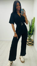 Load image into Gallery viewer, Black Belted Jumpsuit