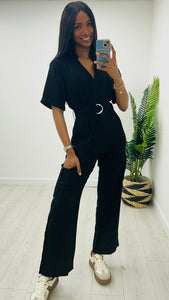 Black Belted Jumpsuit