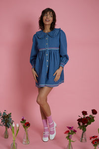 Denim collar dress