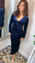 Load image into Gallery viewer, Navy V Neck Midi Dress