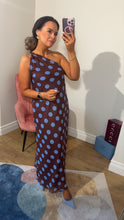 Load image into Gallery viewer, Brown &amp; Blue Polka Dress