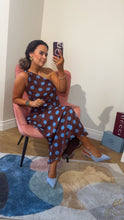 Load image into Gallery viewer, Brown &amp; Blue Polka Dress