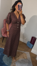 Load image into Gallery viewer, Brown Polka Midimax Dress