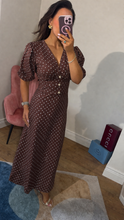 Load image into Gallery viewer, Brown Polka Midimax Dress
