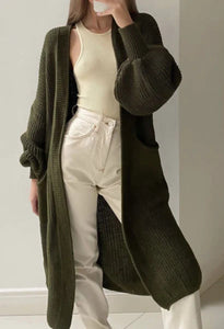 Khaki Longline Cardigan