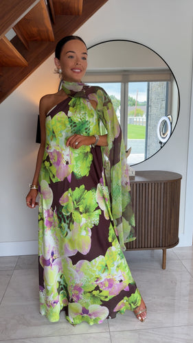 Kiwi brown & purple dress